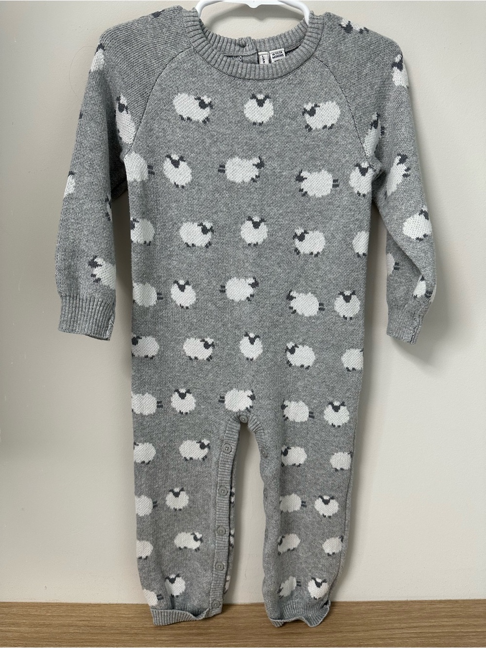 Janie and Jack Gray Knit Sheep Footie